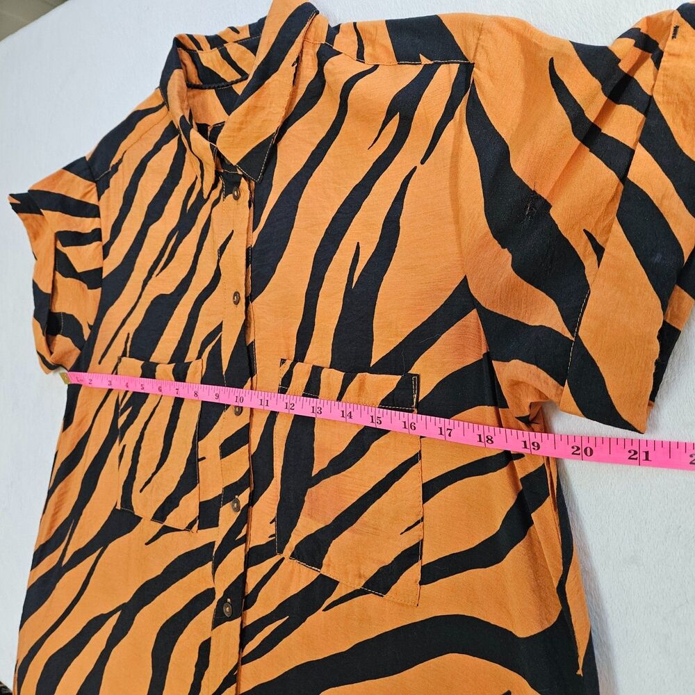 Maeve by Anthropologie Tereza Midi Shirt Dress In Tiger Animal Print Orange XS P - Picture 8 of 14